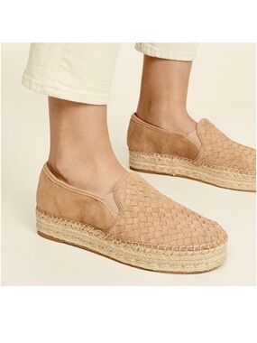Sam Edelman Catherine Woven Platform Espadrille in Camel Suede - Size 10